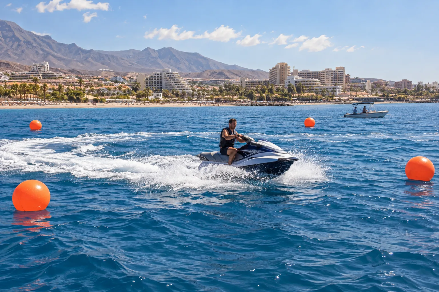Zamknięty tor skuterów wodnych Water Sports Tenerife przy Playa de Troya